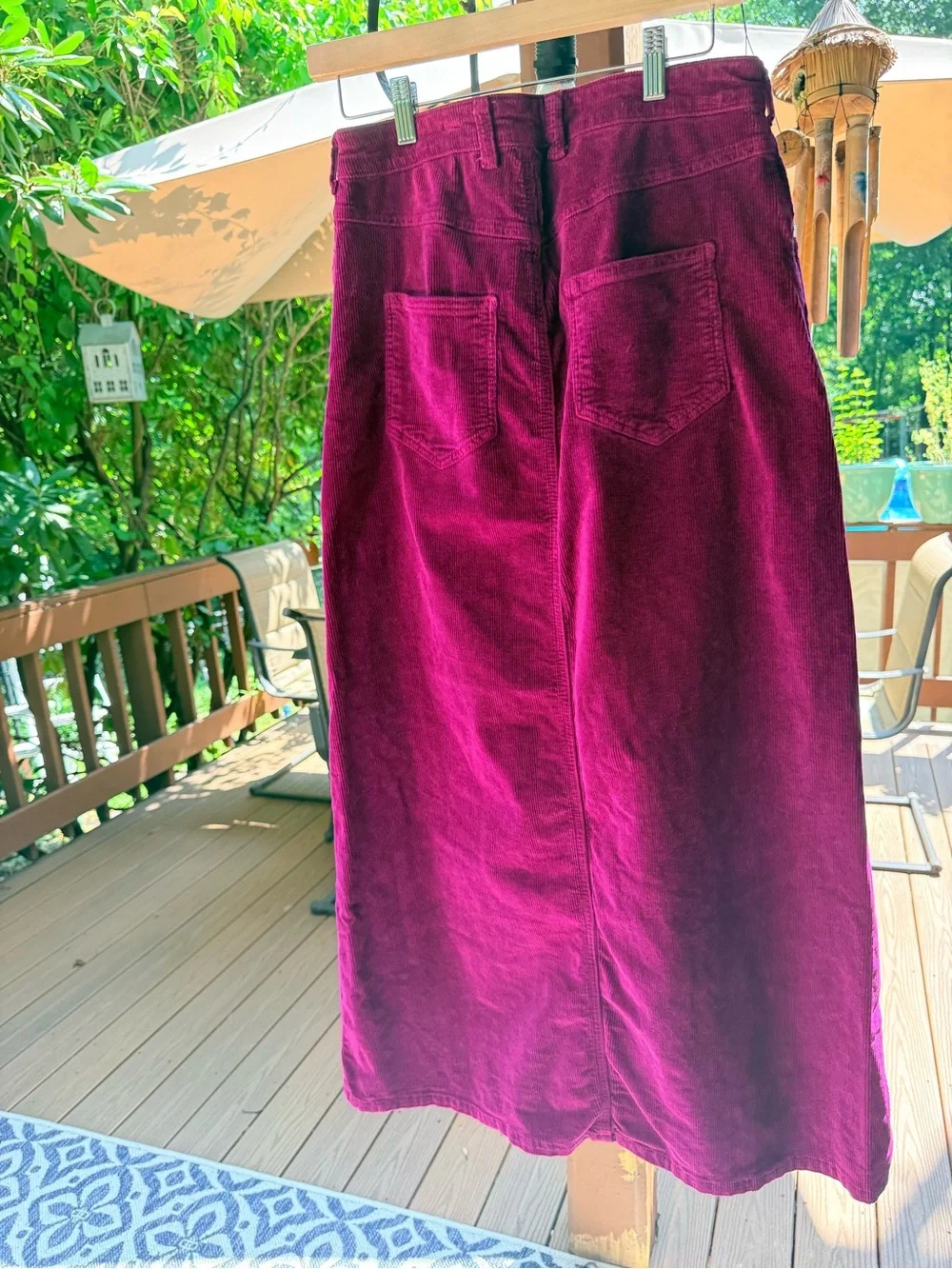 Anthropologie Plum Corduroy Maxi Skirt with Front Slit